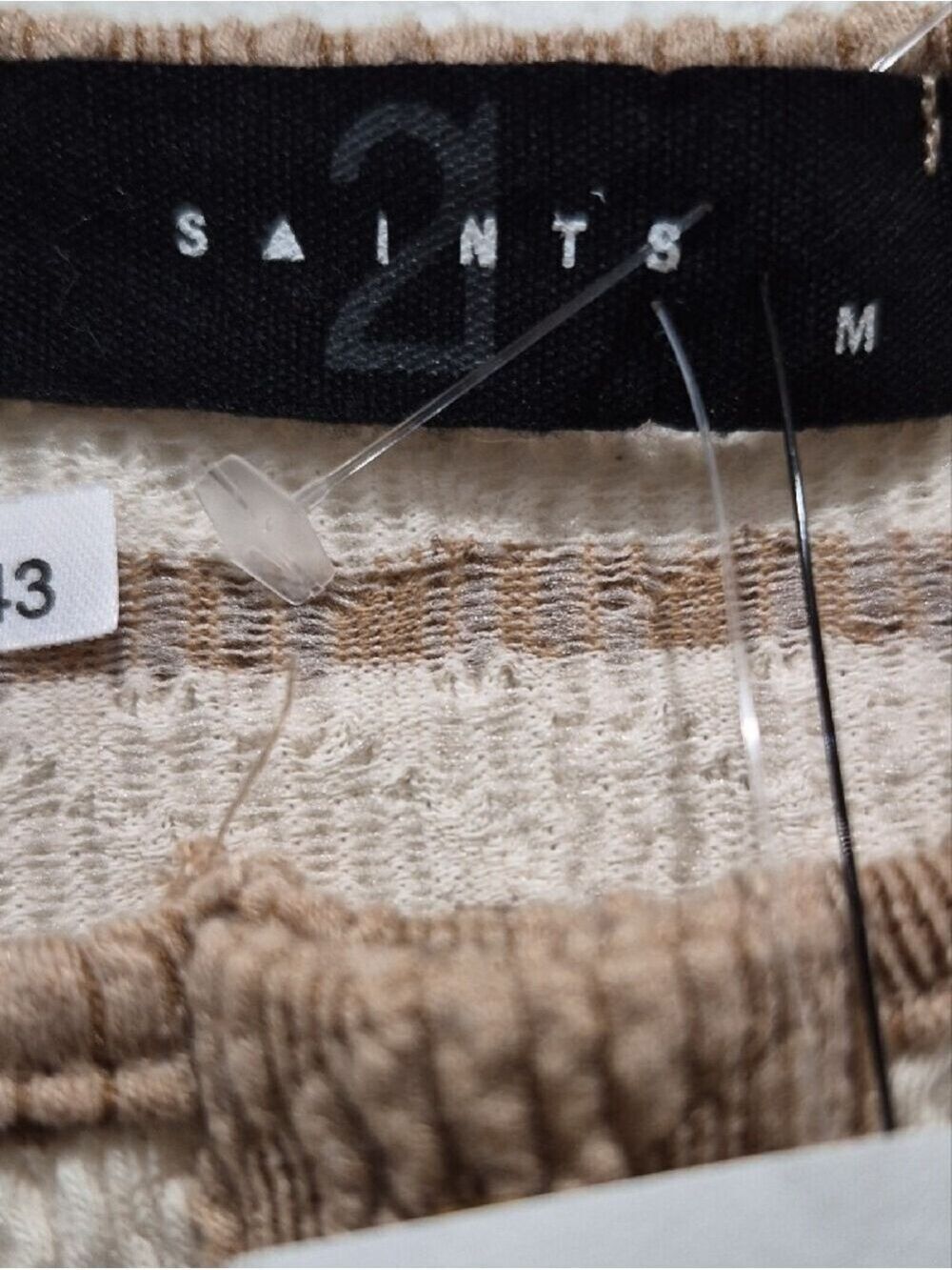 21 Saints Beige Cream Horizontal Stripe Textured Cropped Cardigan M - Picture 6 of 11